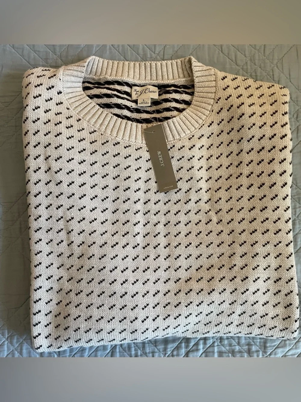J. CREW Heritage cotton‎ sweater in bird's-eye stitch Size L NWT $118 CM312
